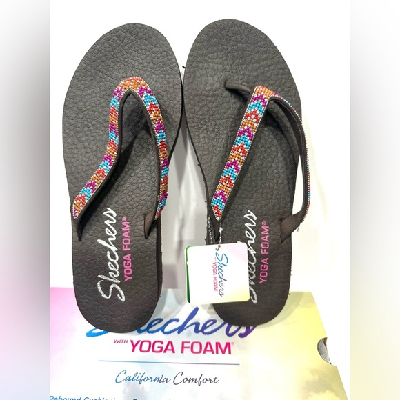 Skechers Women's Meditation Tribe Vibez Chocolate Flip Flop Sandals Size 8 - Picture 11 of 11
